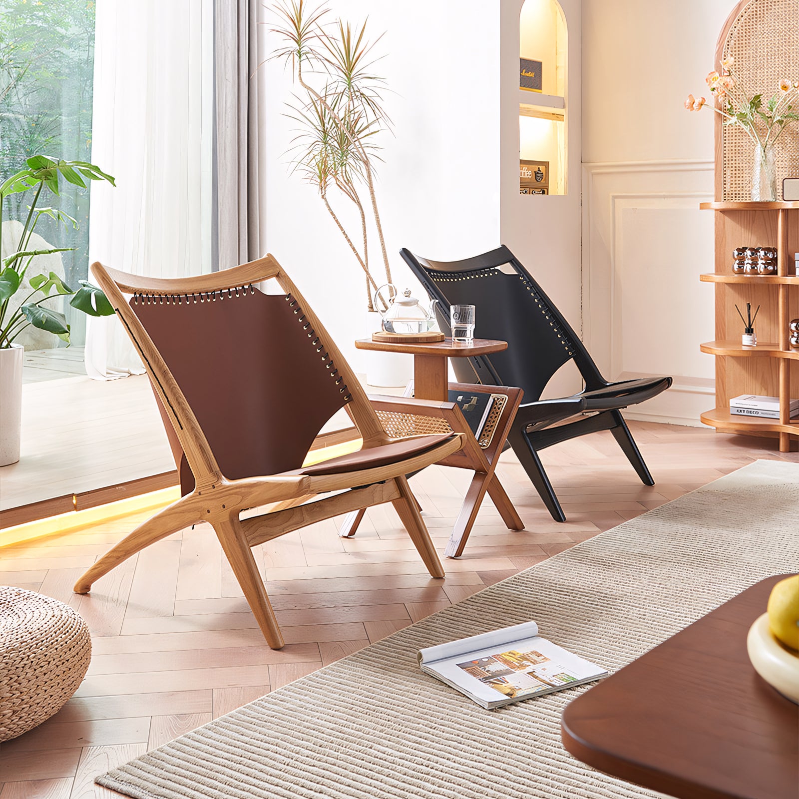 Beneta Leather ash wood lounge chair