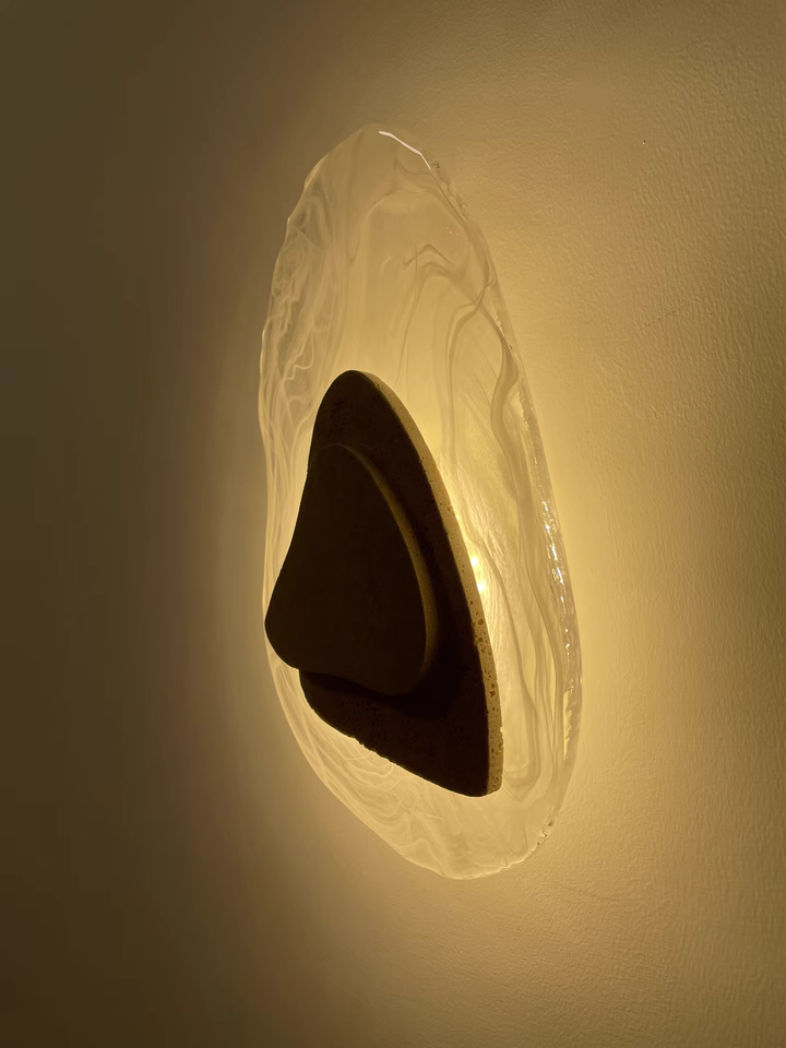 Liopina 2pcs beige travertine wall lights bedside lights