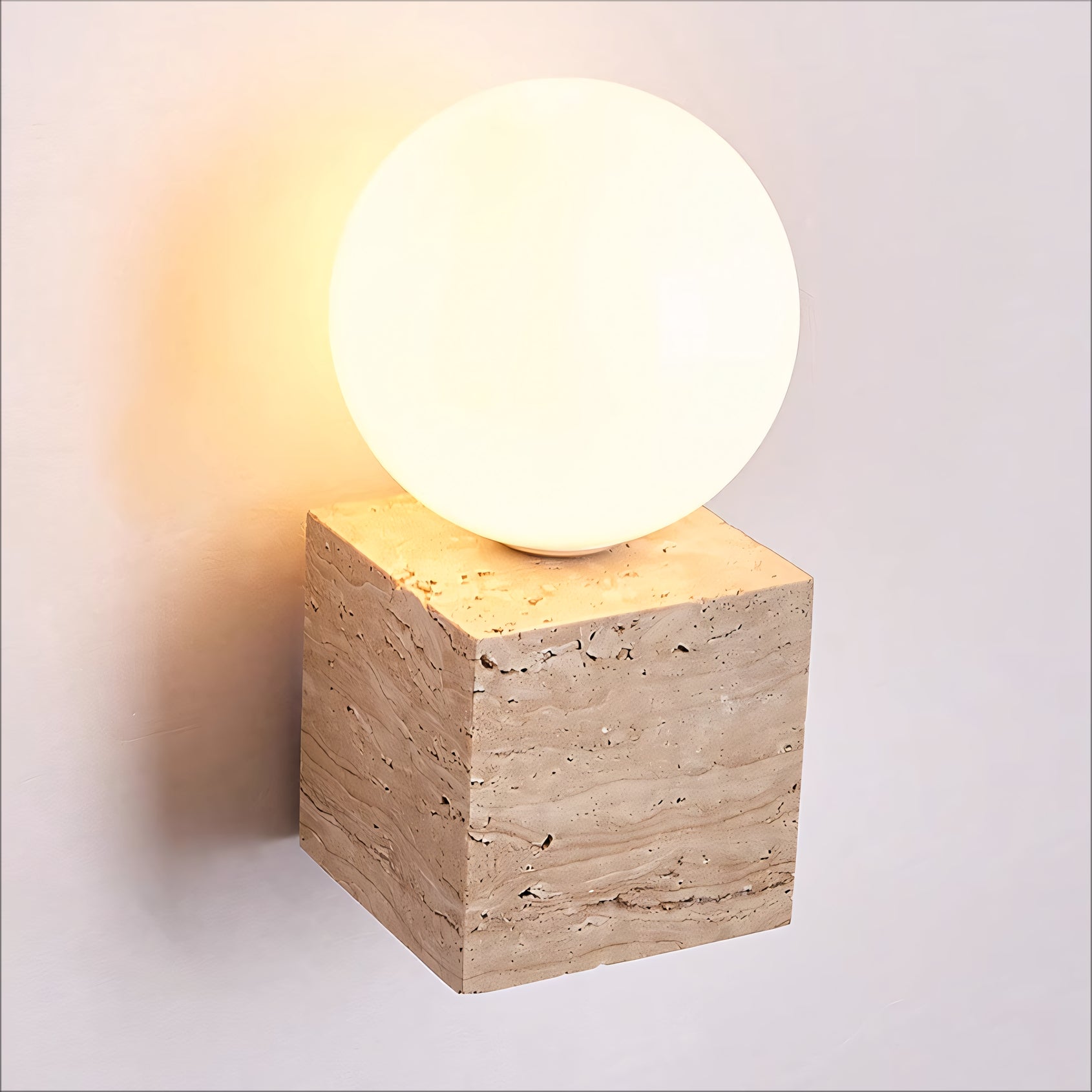 Dashin 2pcs beige travertine wall lights bedside lights