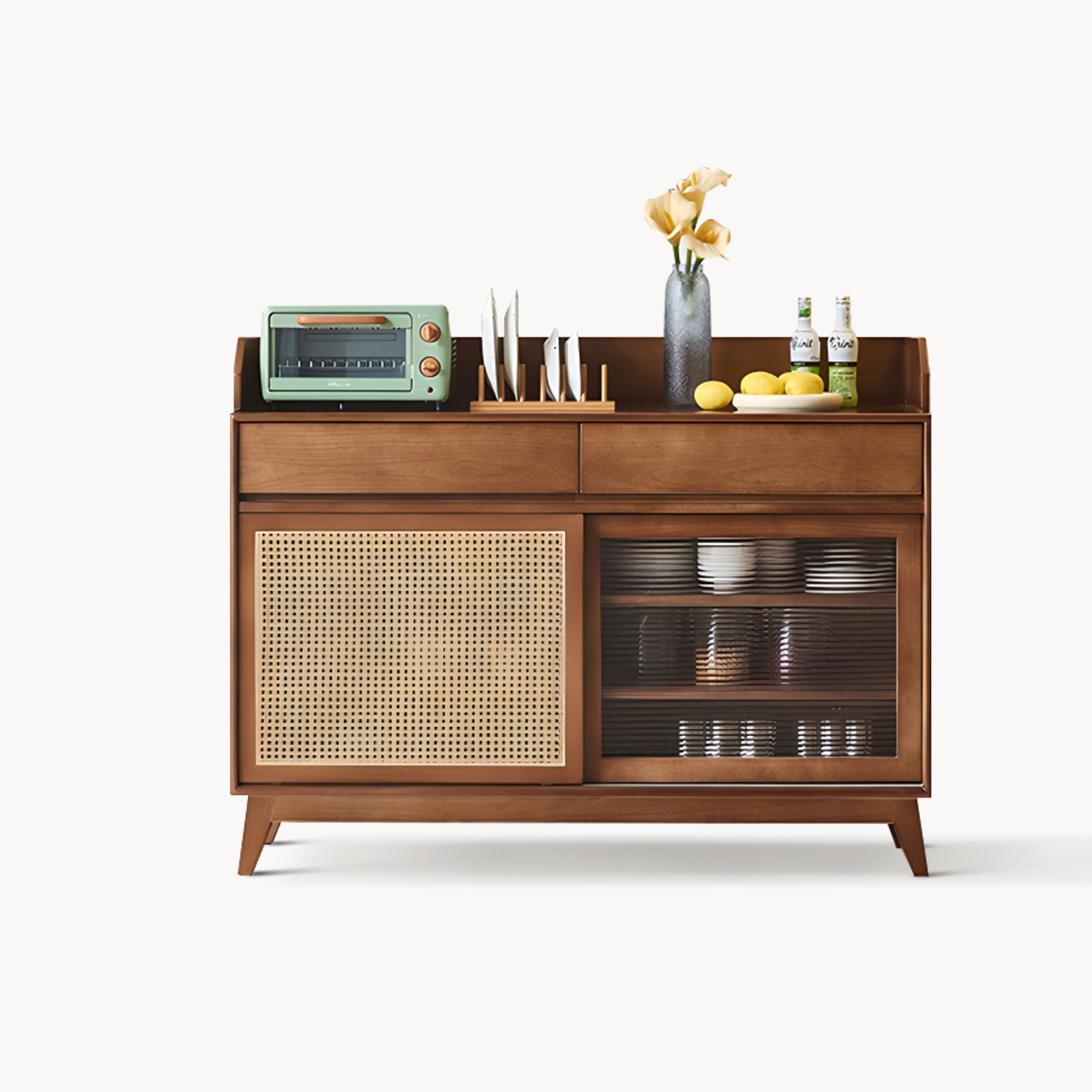 Nyturan Ash wood natural rattan sideboard