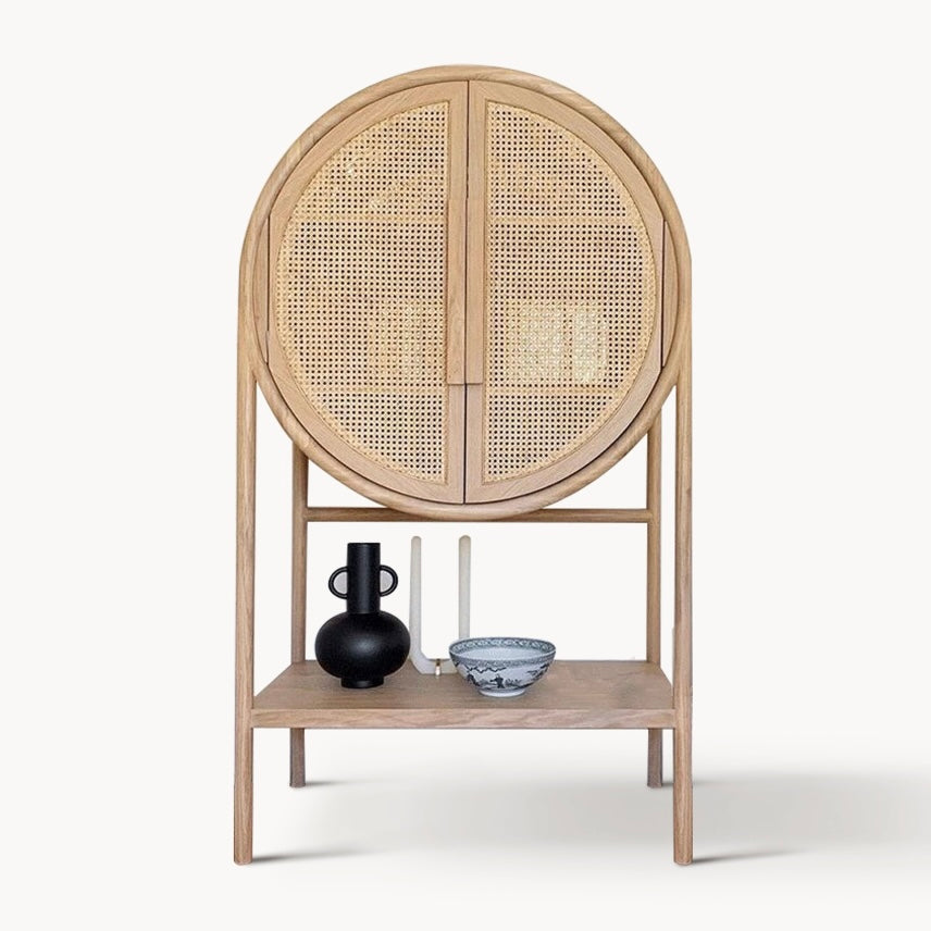 Arnida Ash wood natural rattan sideboard-A