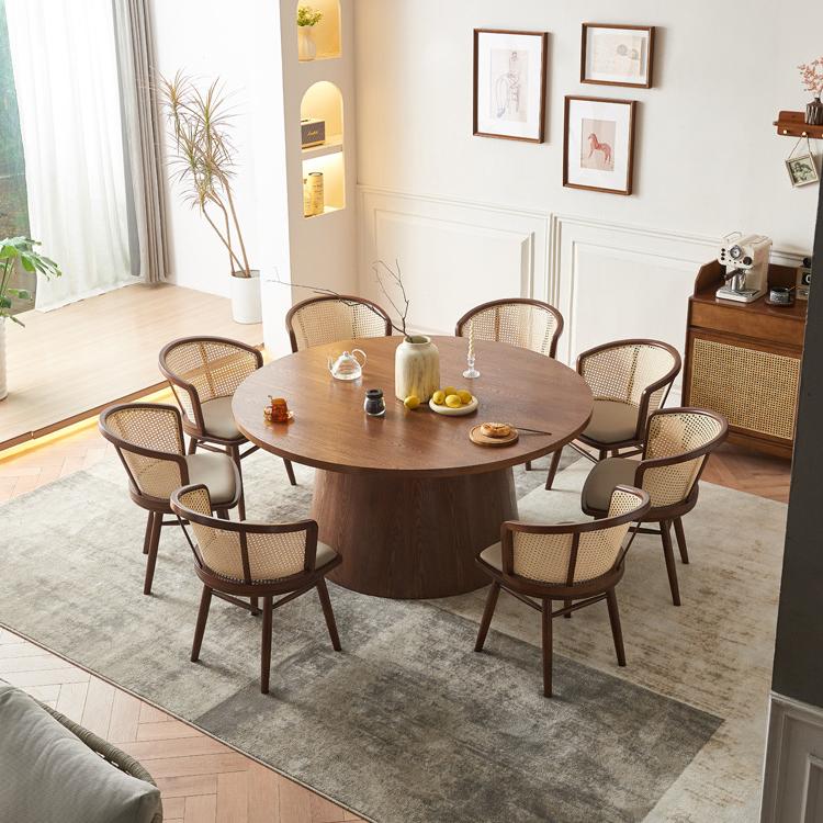 Butloni Ash wood turntable round dining table