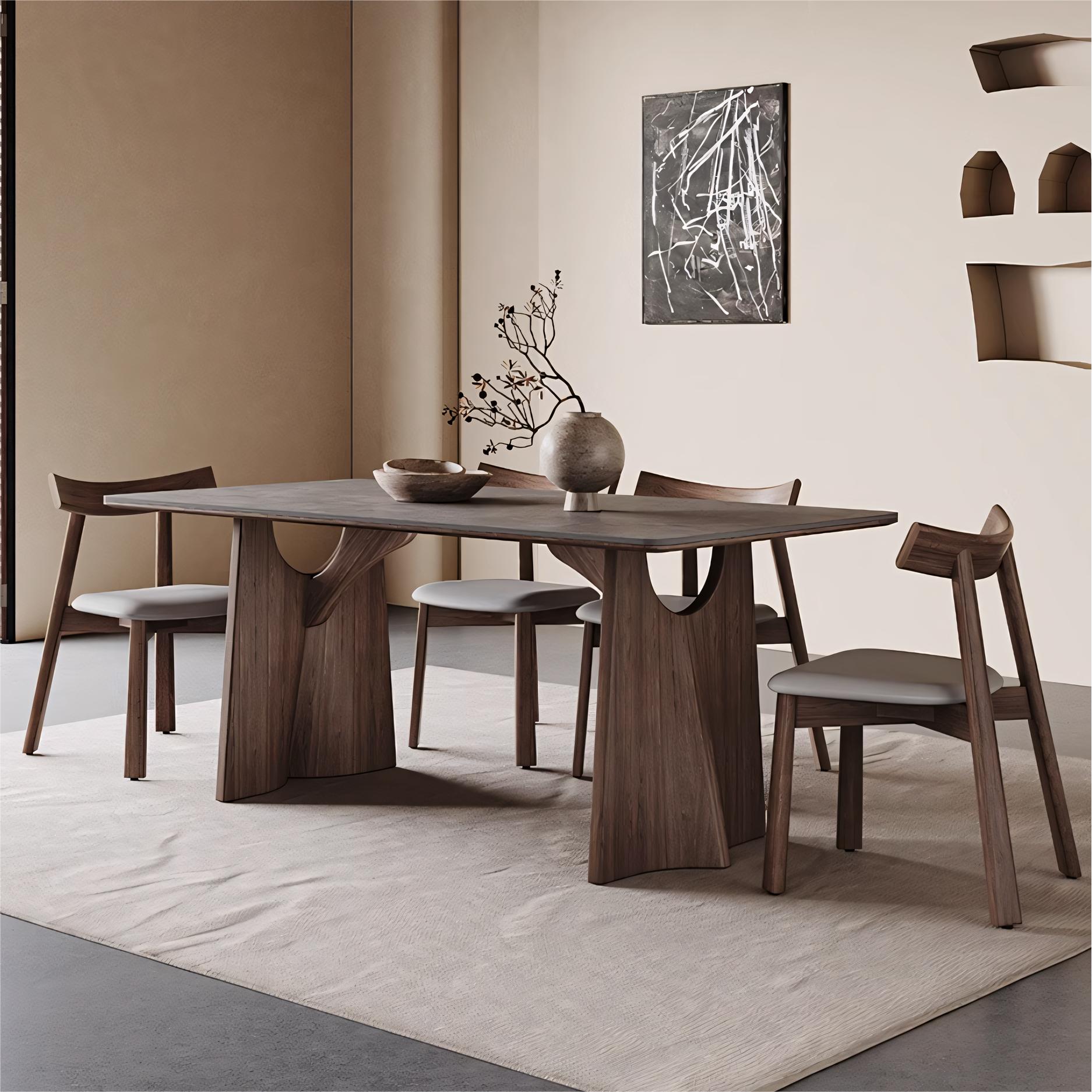 Yaleo  Sintered stone solid wood rectangular dining table