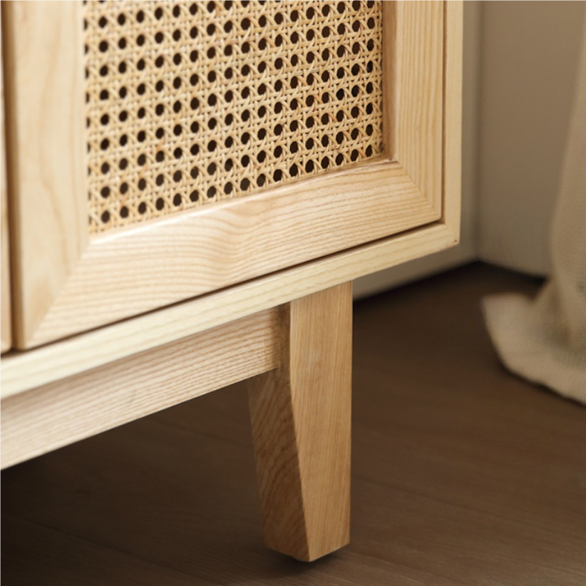 Jesseral Ash wood natural rattan sideboard