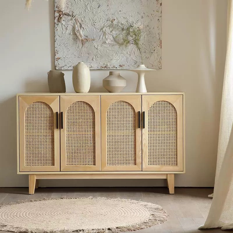 Jesseral Ash wood natural rattan sideboard