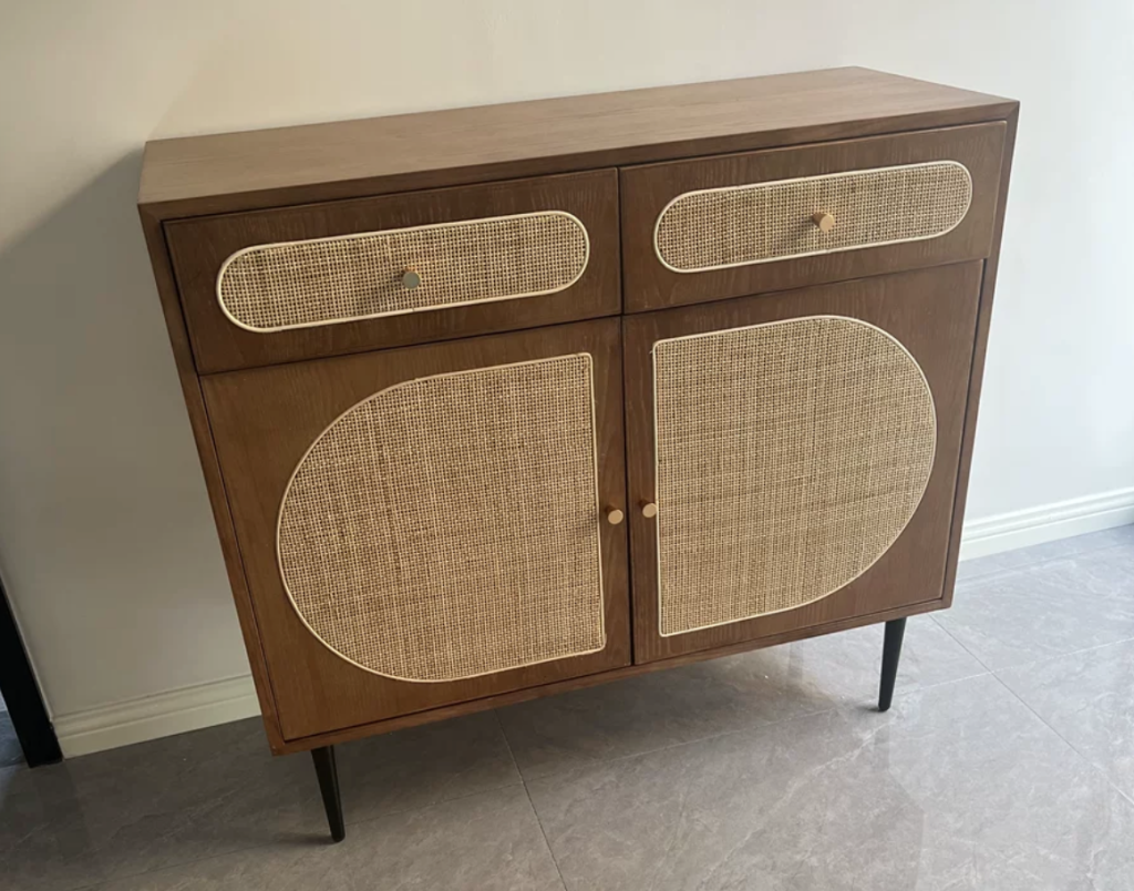 Sanie Ash wood natural rattan sideboard-A