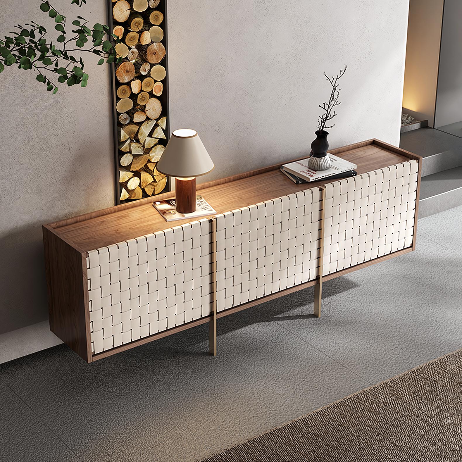 Pajis Wooden natural rattan sideboard
