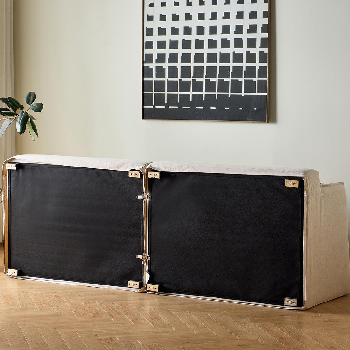 Ignazio Washable natural linen fabric straight sofa