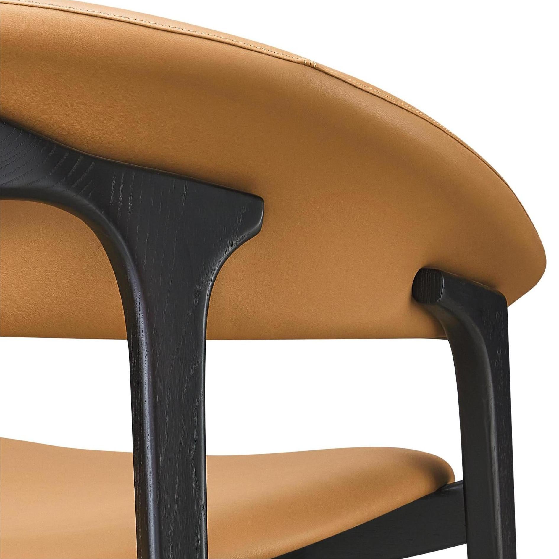 Vexar 2pcs ash wood leather dining chairs