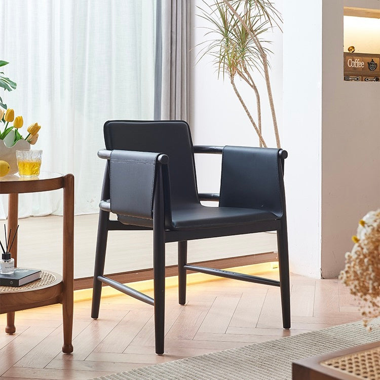 Trodina 2pcs ash wood leather dining chairs