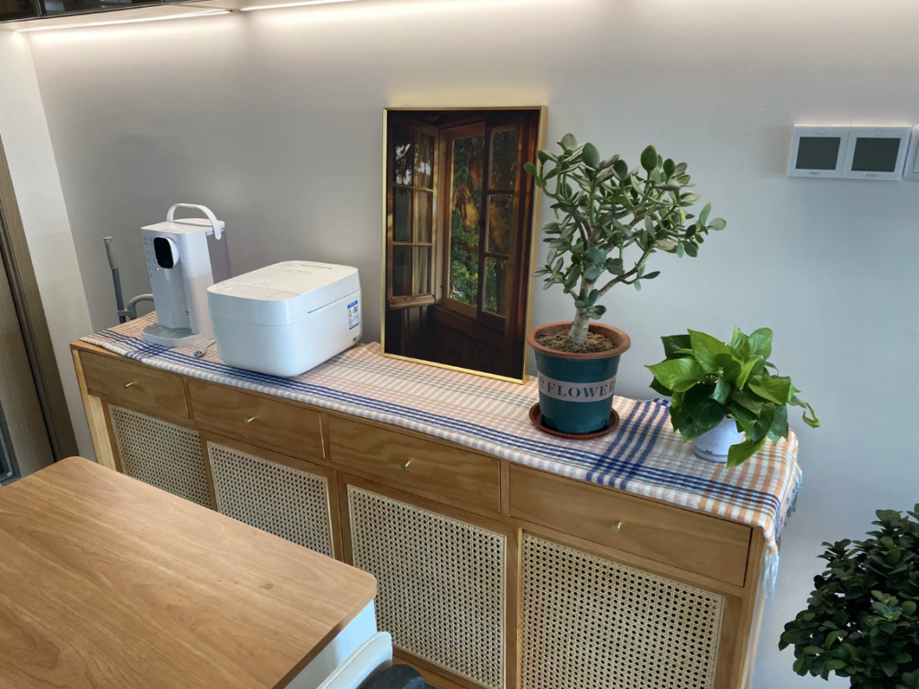 Dinalino Ash wood natural rattan sideboard