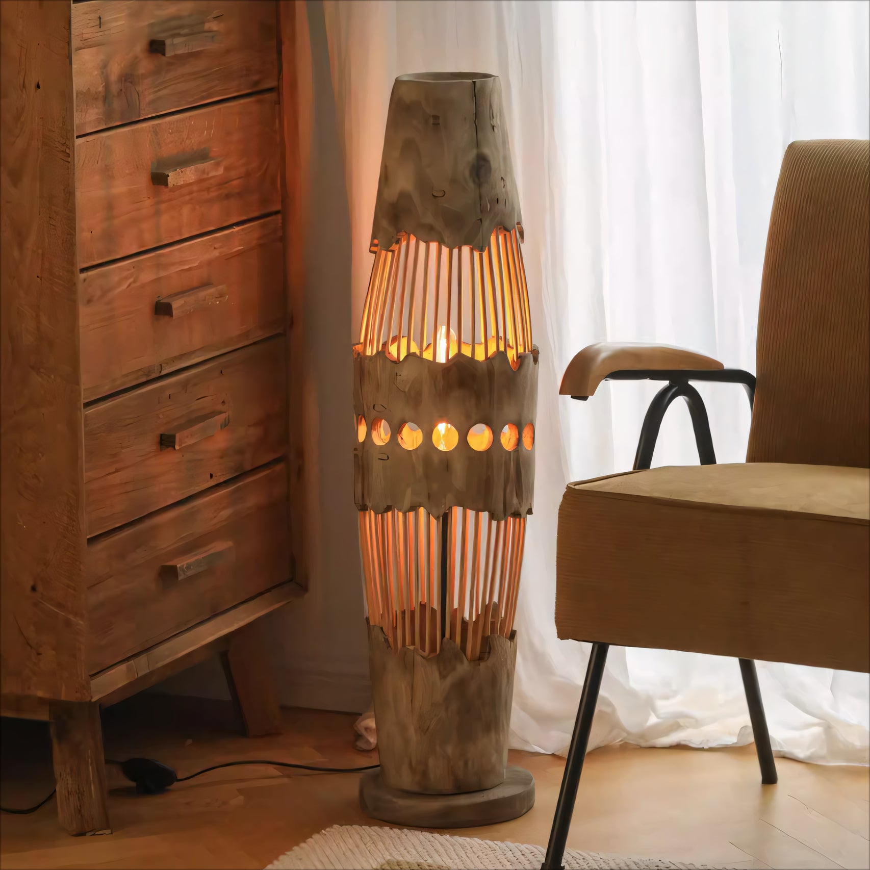 Danire Solid wood floor lamp