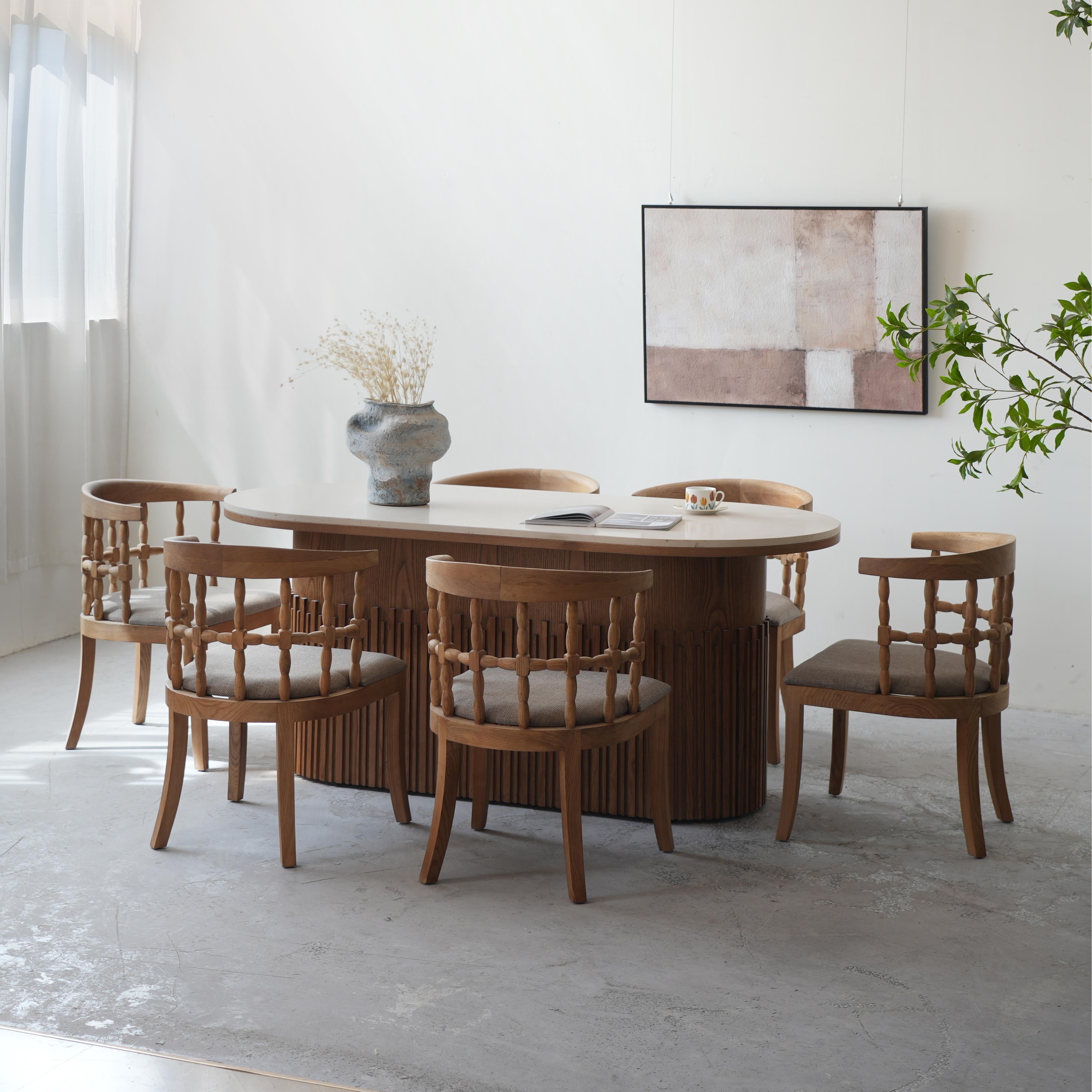 Elvira Natural travertine rectangular dining table