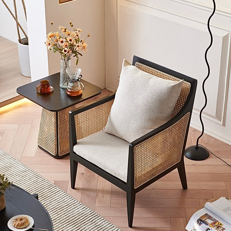 Drineli Ash wood natural rattan side coffee table