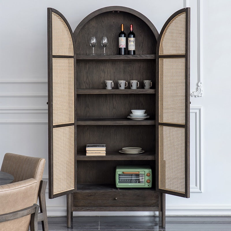 Blerown Ash wood natural rattan sideboard