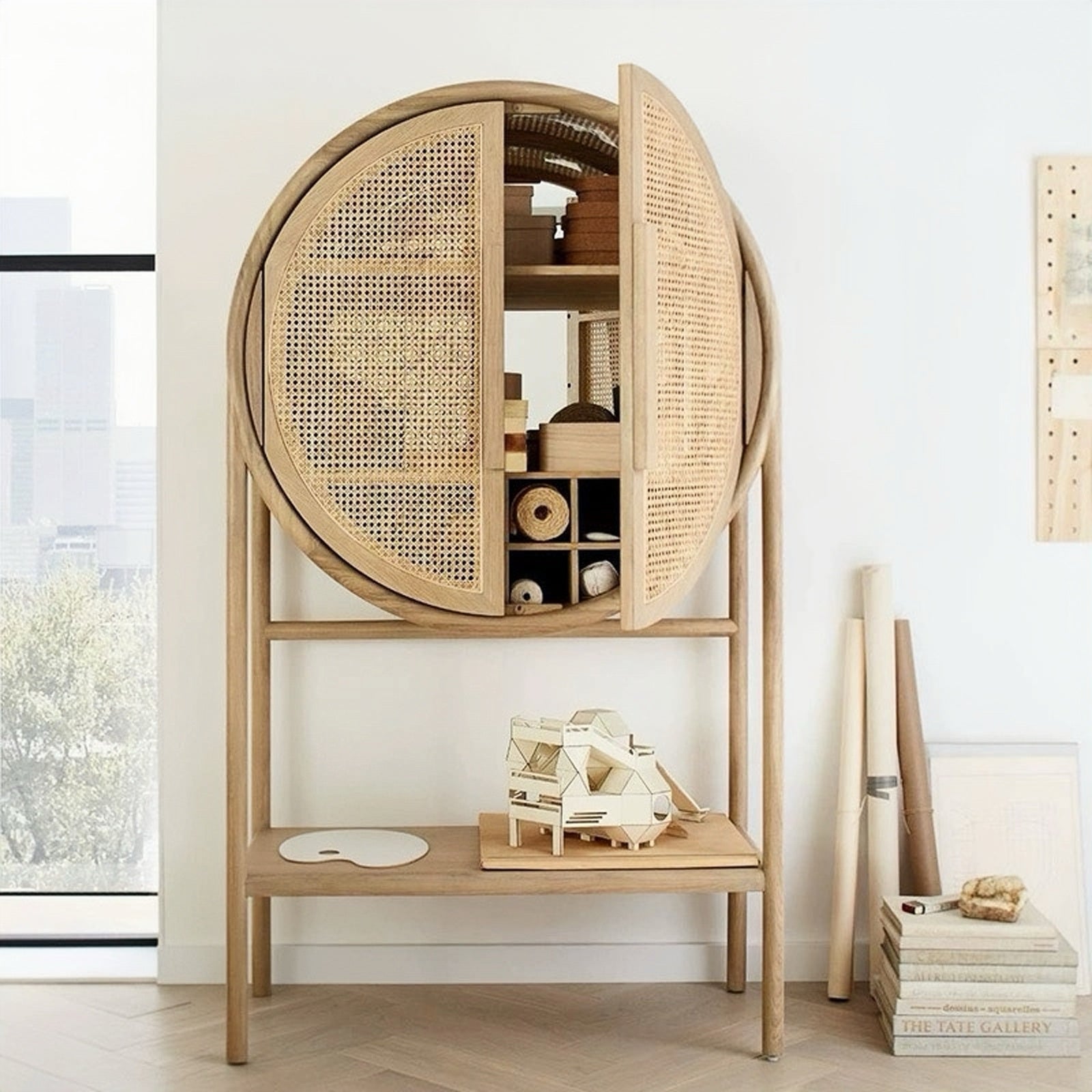 Arnida Ash wood natural rattan sideboard-A