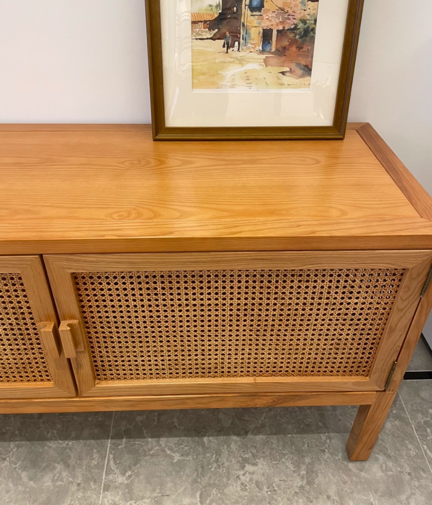 Ritanlar Ash wood natural rattan sideboard