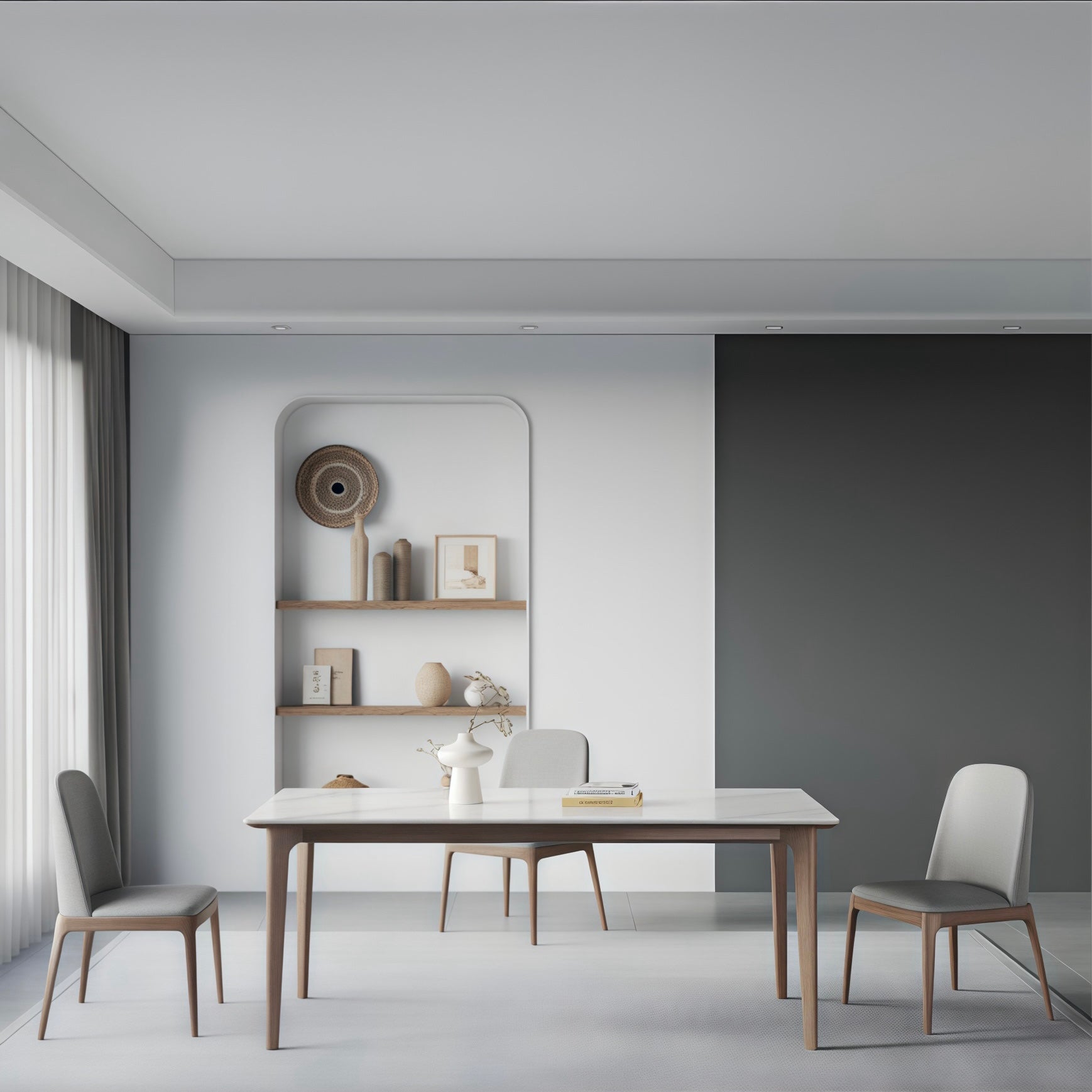 Diani Sintered stone solid wood rectangular dining table