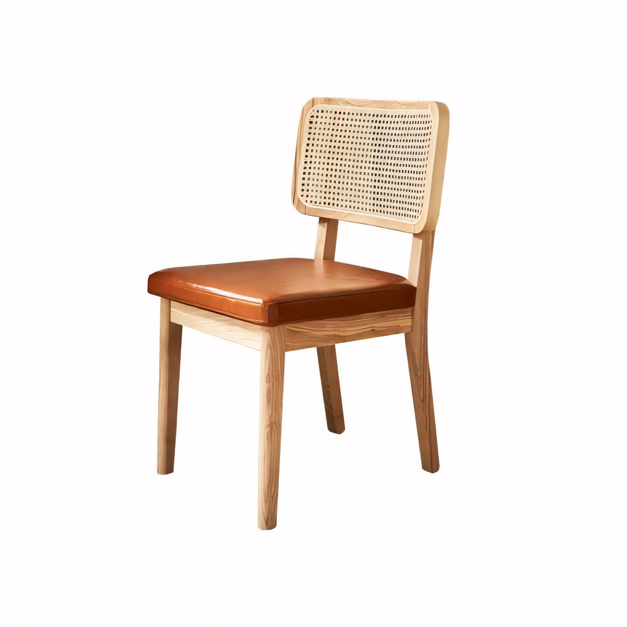 Malilian 2pcs ash wood natural rattan dining chairs