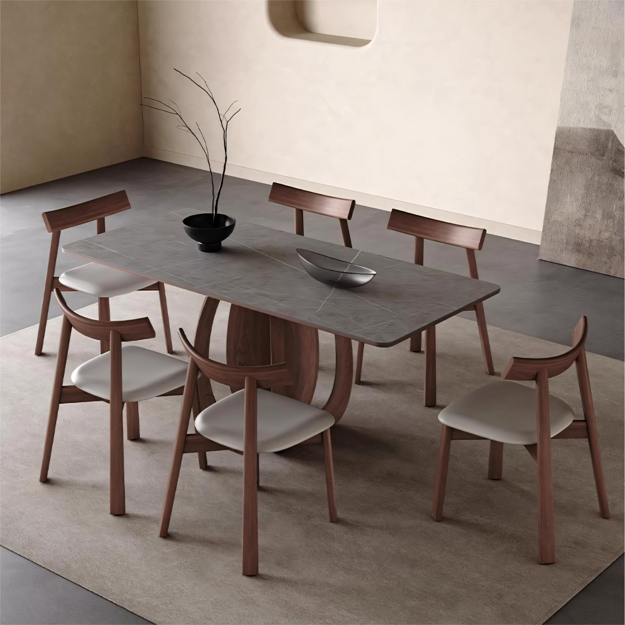 Faloma  Sintered stone solid wood rectangular dining set