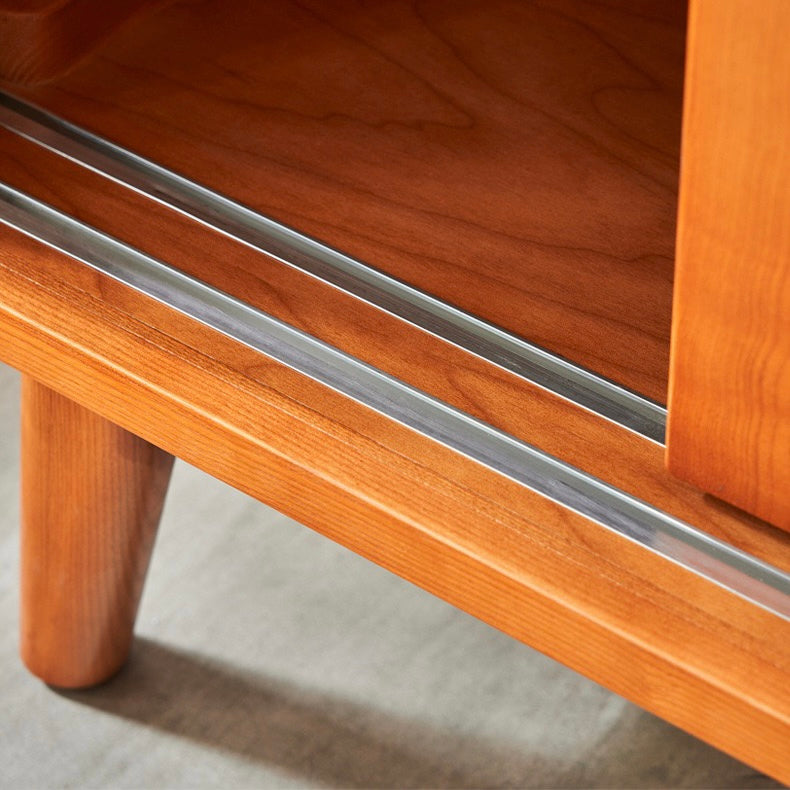 Hirevo Ash wood natural rattan wardrobe