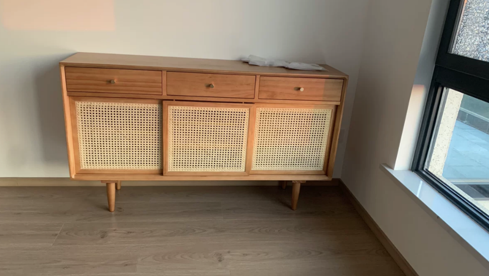 Dinalino Ash wood natural rattan sideboard-A