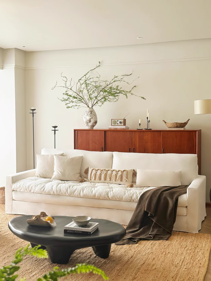 Garozo Washable natural linen fabric straight sofa