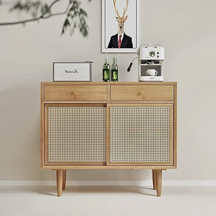 Dinalino Ash wood natural rattan sideboard-B