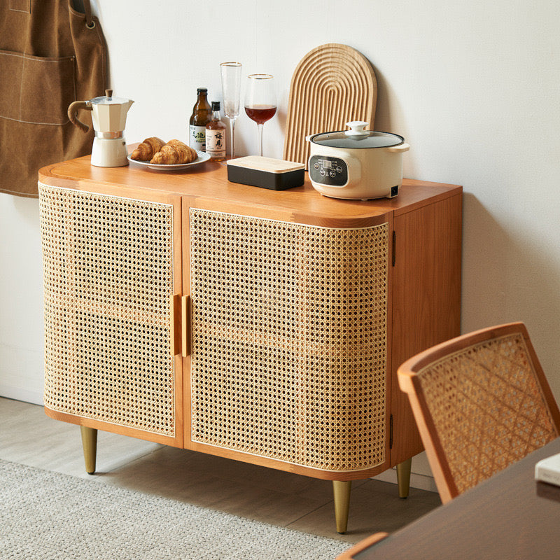 Nertilan Ash wood natural rattan sideboard
