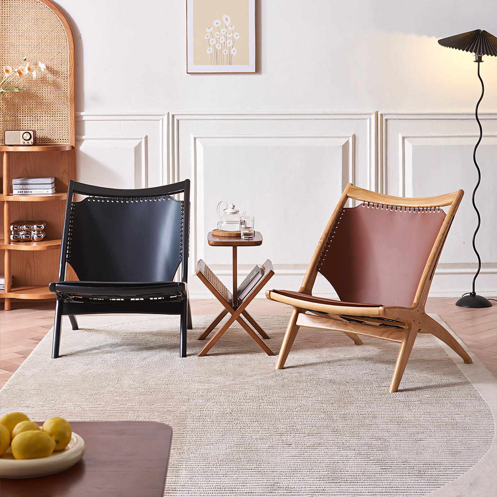Beneta Leather ash wood lounge chair