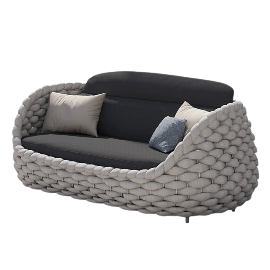 Tawoven Egg-shaped braided belt outdoor table and chair set