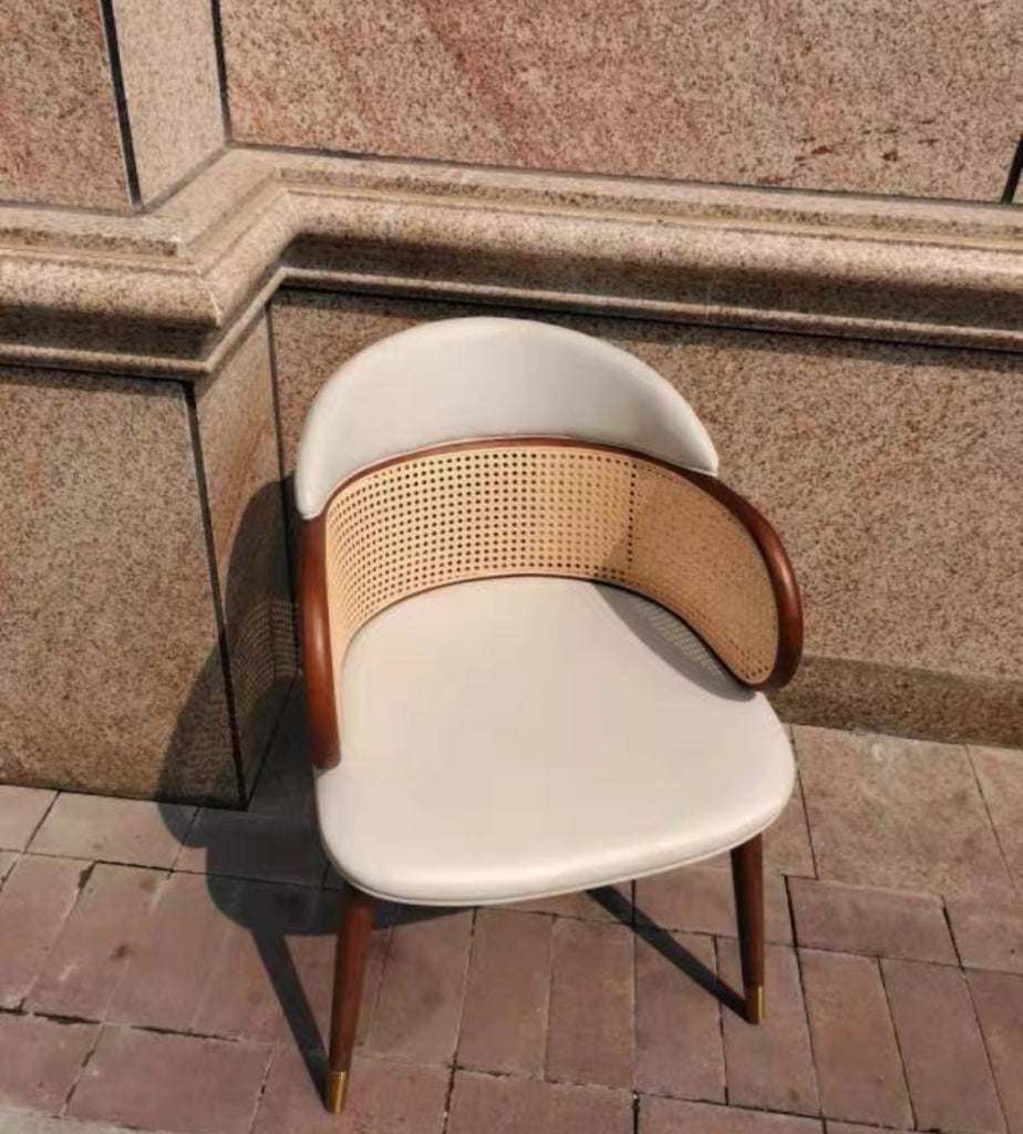 Hilarow 2pcs ash wood natural rattan dining chairs