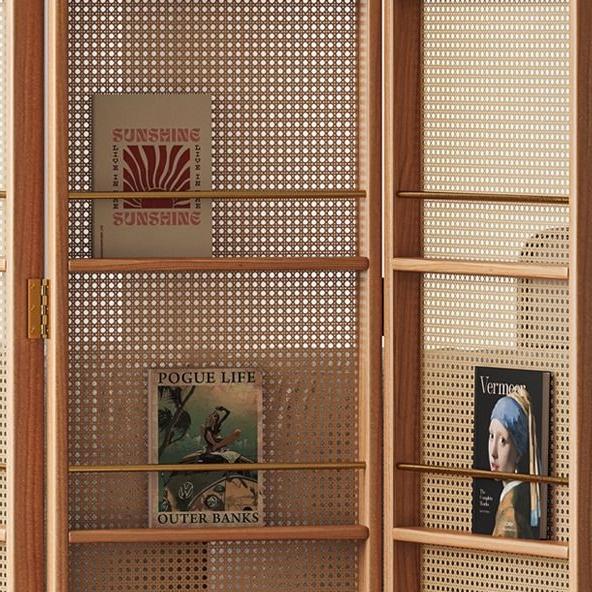 Feyda Ash wood natural rattan shelf