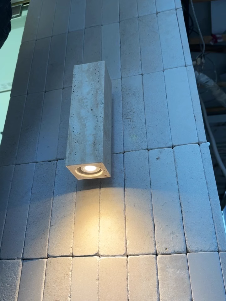 Vicria 2pcs yellow travertine rubberwood wall lights bedside lights