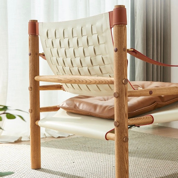 Linaro Ash wood leather accent chair