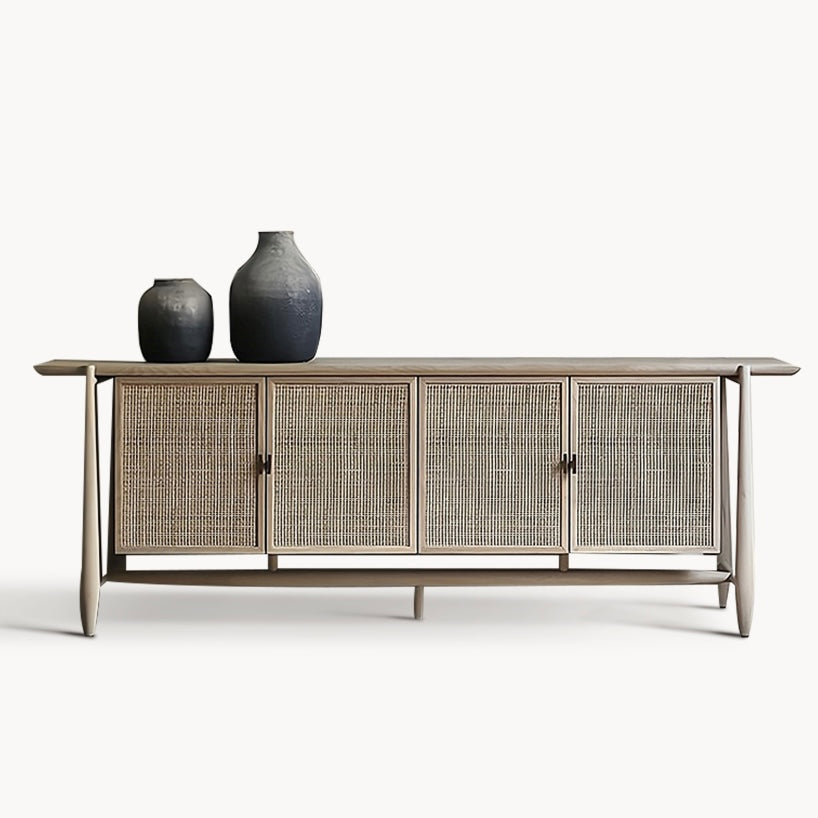 Wenofig Ash wood natural rattan sideboard