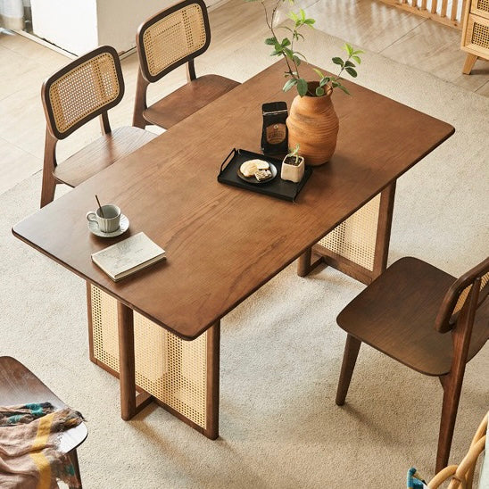 Wennie 2 pcs ash wood natural rattan dining chairs