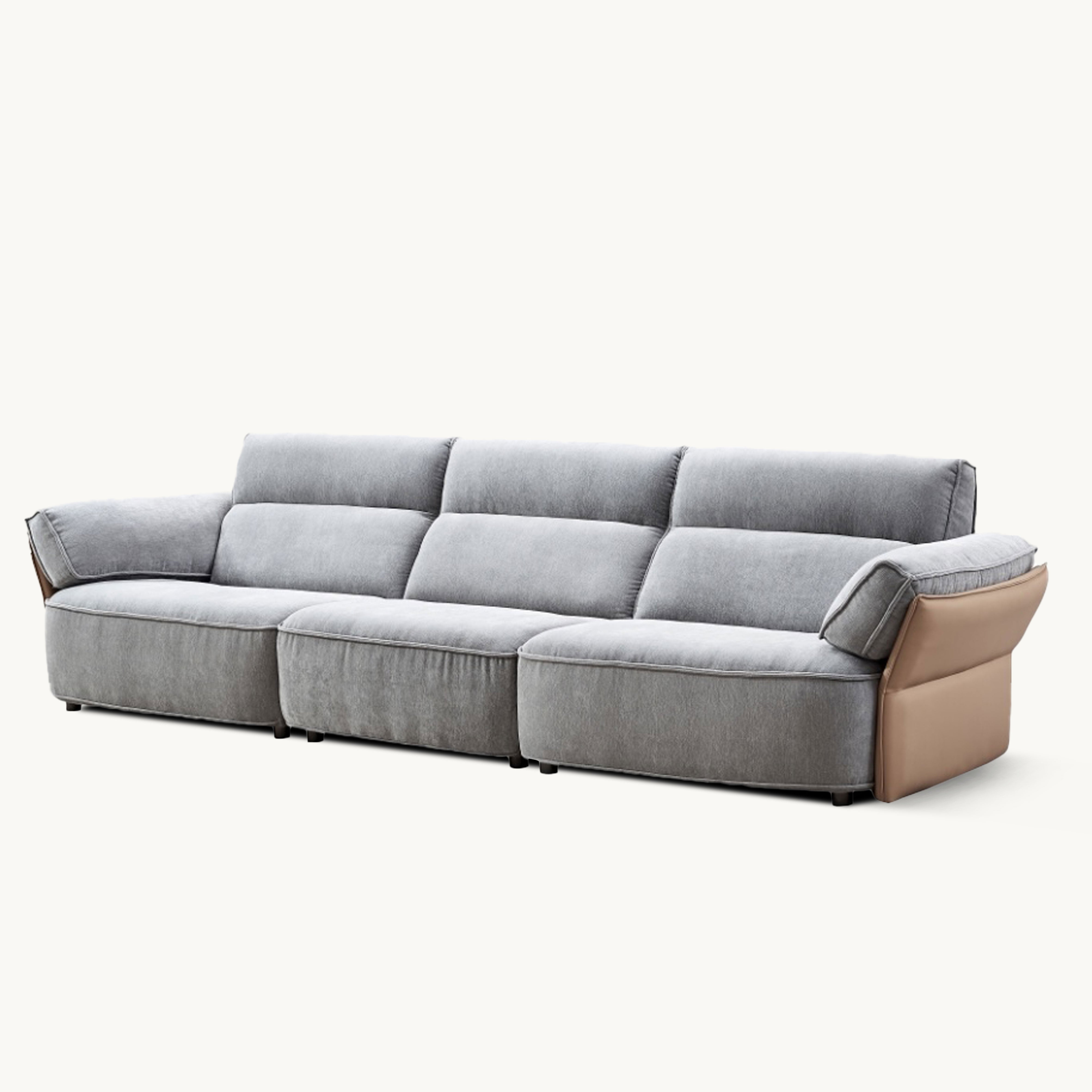 Welina Fabric with leather armrests straight sofa