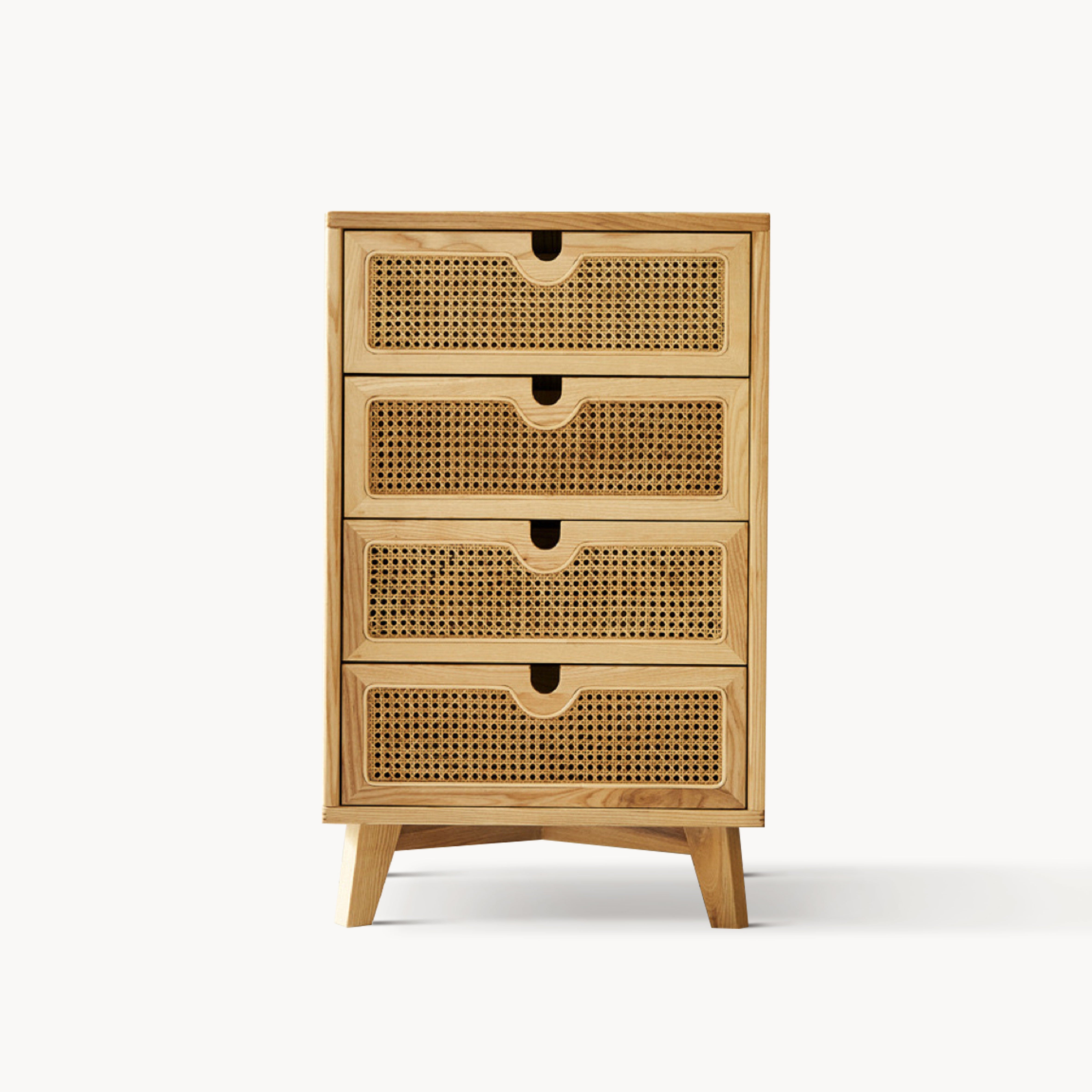 Vilriga Ash wood natural rattan chest of drawers-A