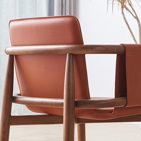 Trodina 2pcs ash wood leather dining chairs