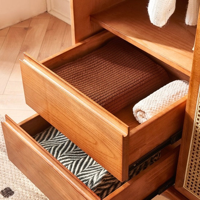 Zitrona Ash wood natural rattan wardrobe