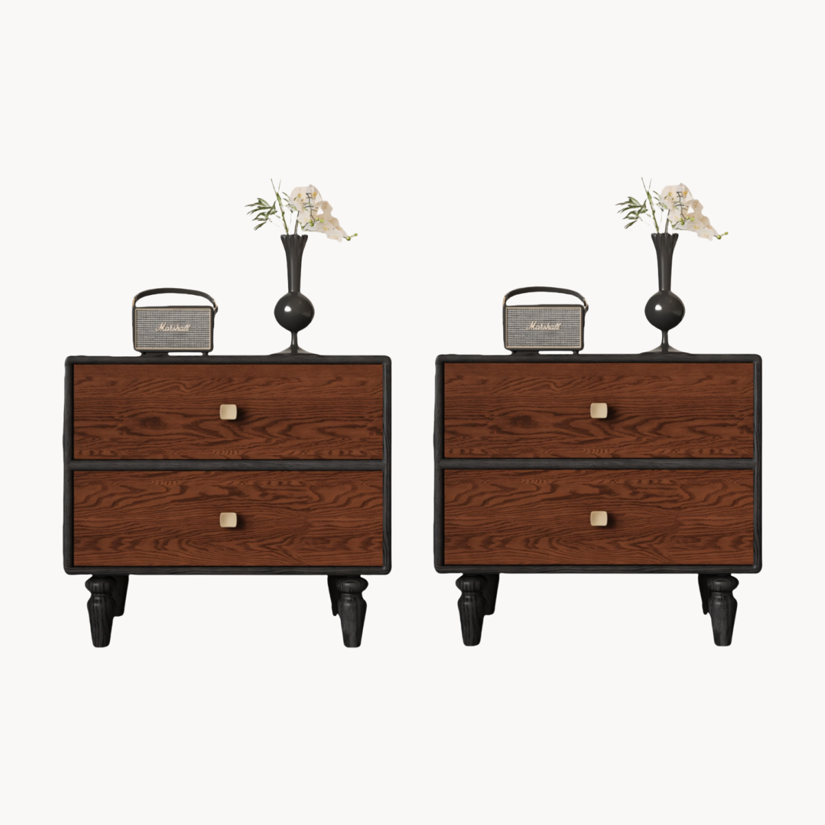Lornai 2pcs boxwood vintage nightstands bedside tables