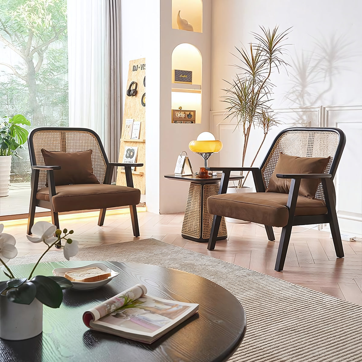 Rosalina Rocking Chair Rosalina Ash wood natural rattan accent chair – Bebeezy