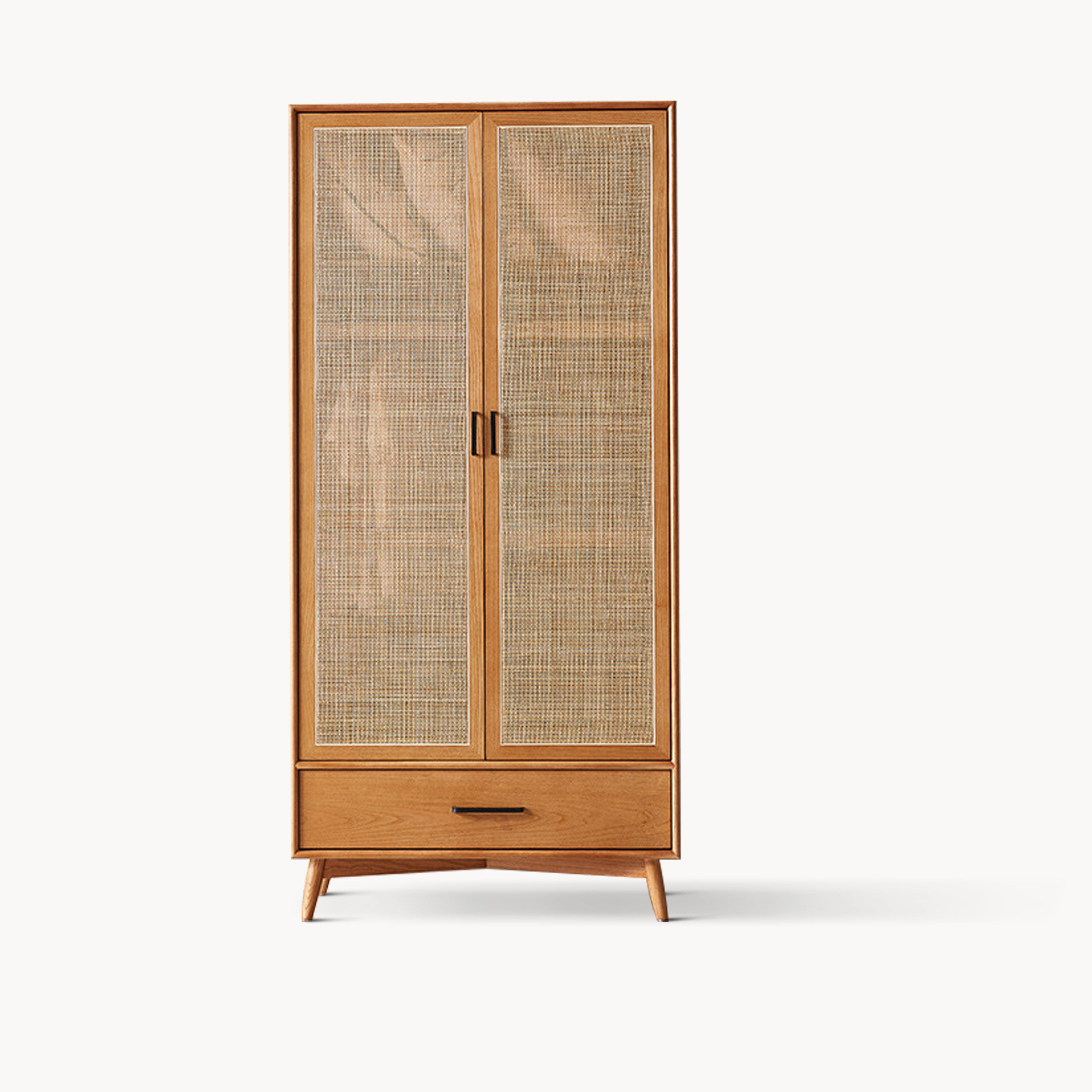 Welorani Ash wood natural rattan wardrobe
