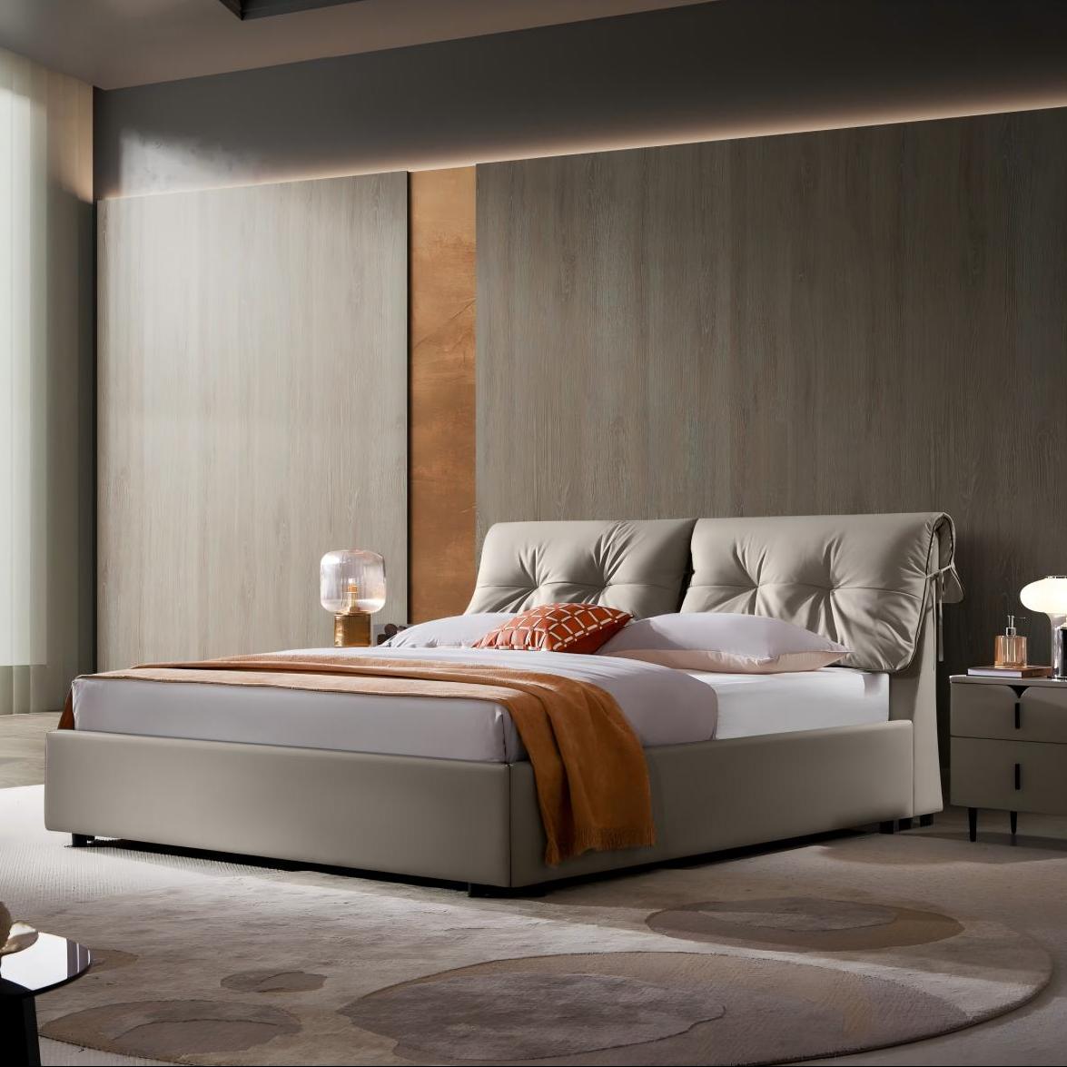 Taseno Leather solid wood bed