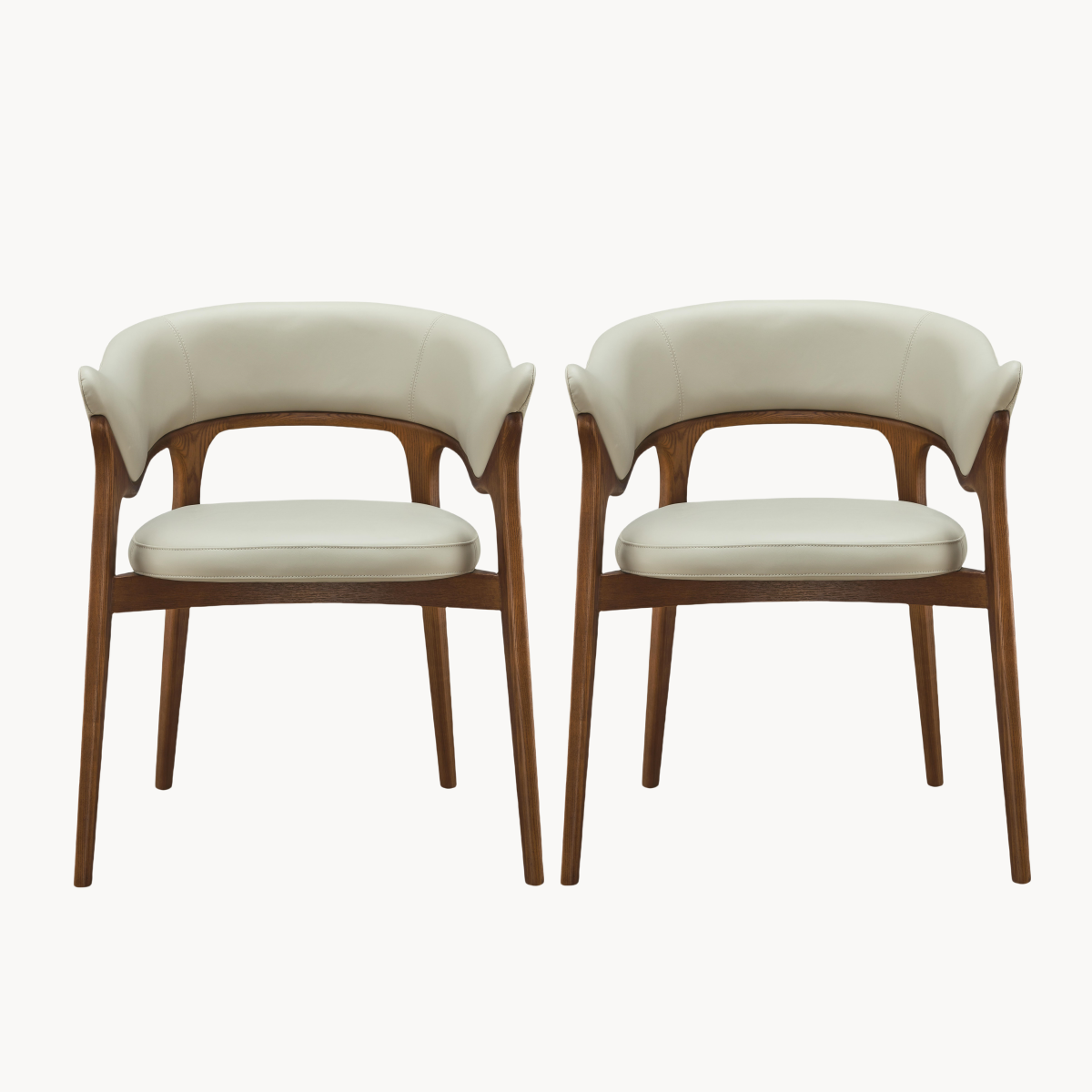 Borealis 2pcs ash wood leather dining chairs