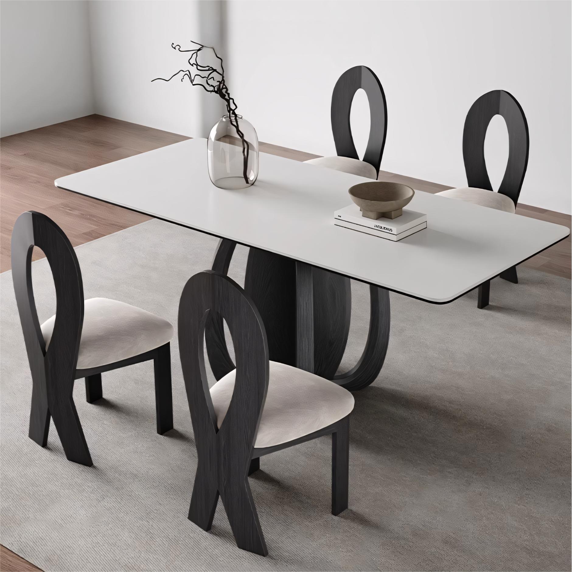 Faloma Sintered stone solid wood rectangular dining table