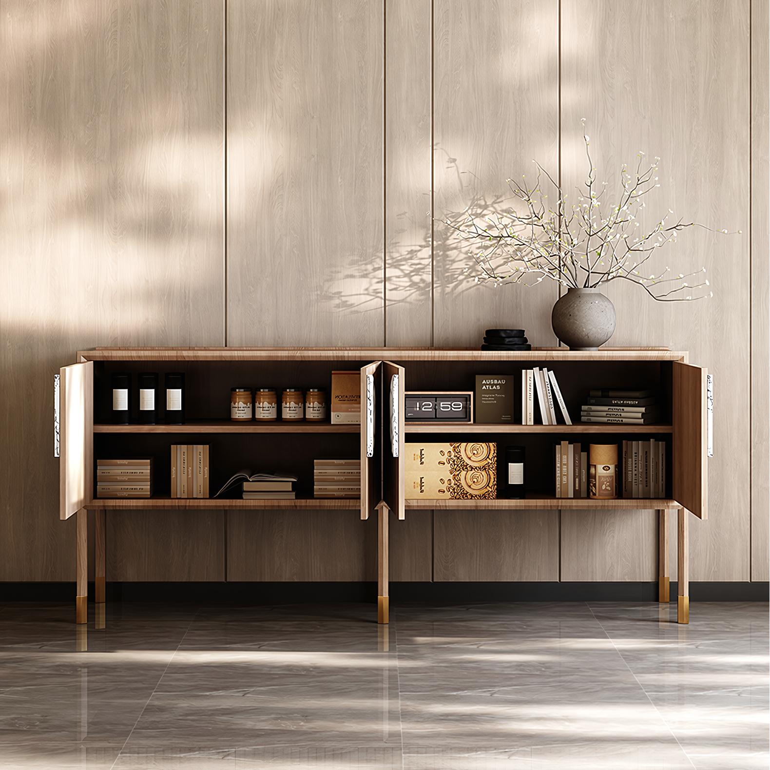 Melra Wooden marble sideboard