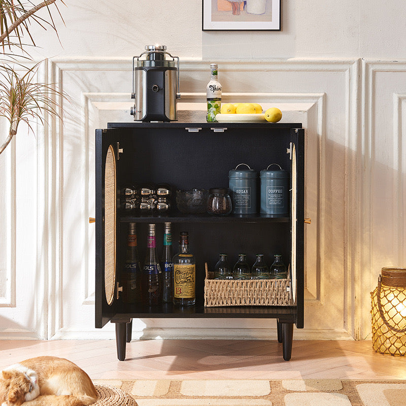 Polinbe Ash wood natural rattan sideboard