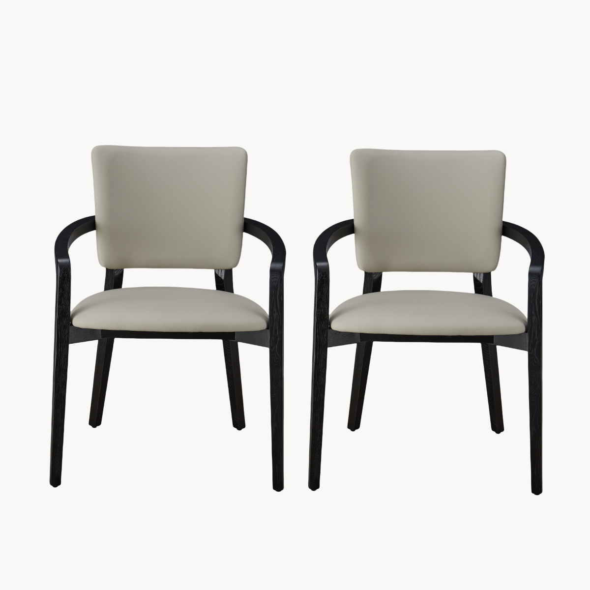 Quillon  2pcs ash wood leather dining chairs